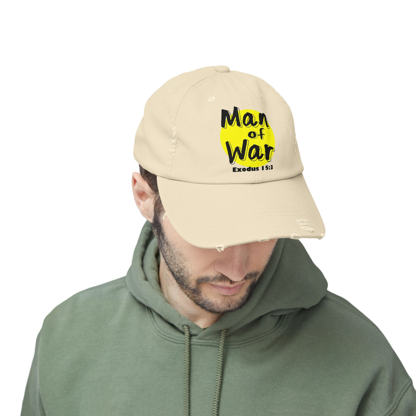 Man Of War Unisex Distressed Cap, Graphic Designed Wears