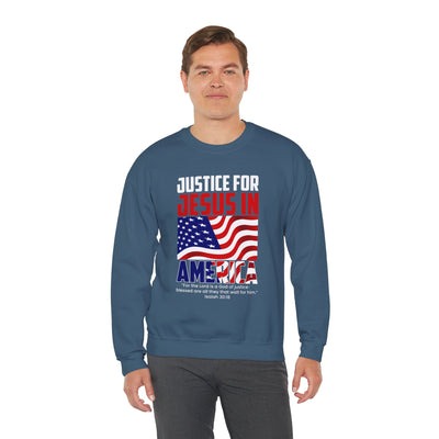 Justice For Jesus In America Unisex Heavy Blend™ Crewneck Sweatshirt, American Flag