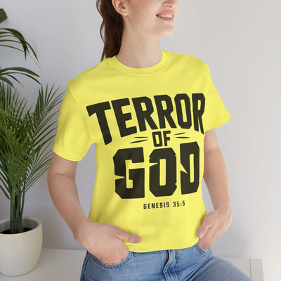 Terror Of God Genesis 35:5 Unisex Jersey Short Sleeve Tee, Black Design