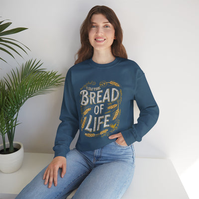 Bread Of Life Unisex Heavy Blend™ Crewneck Sweatshirt, Aesthetic Design