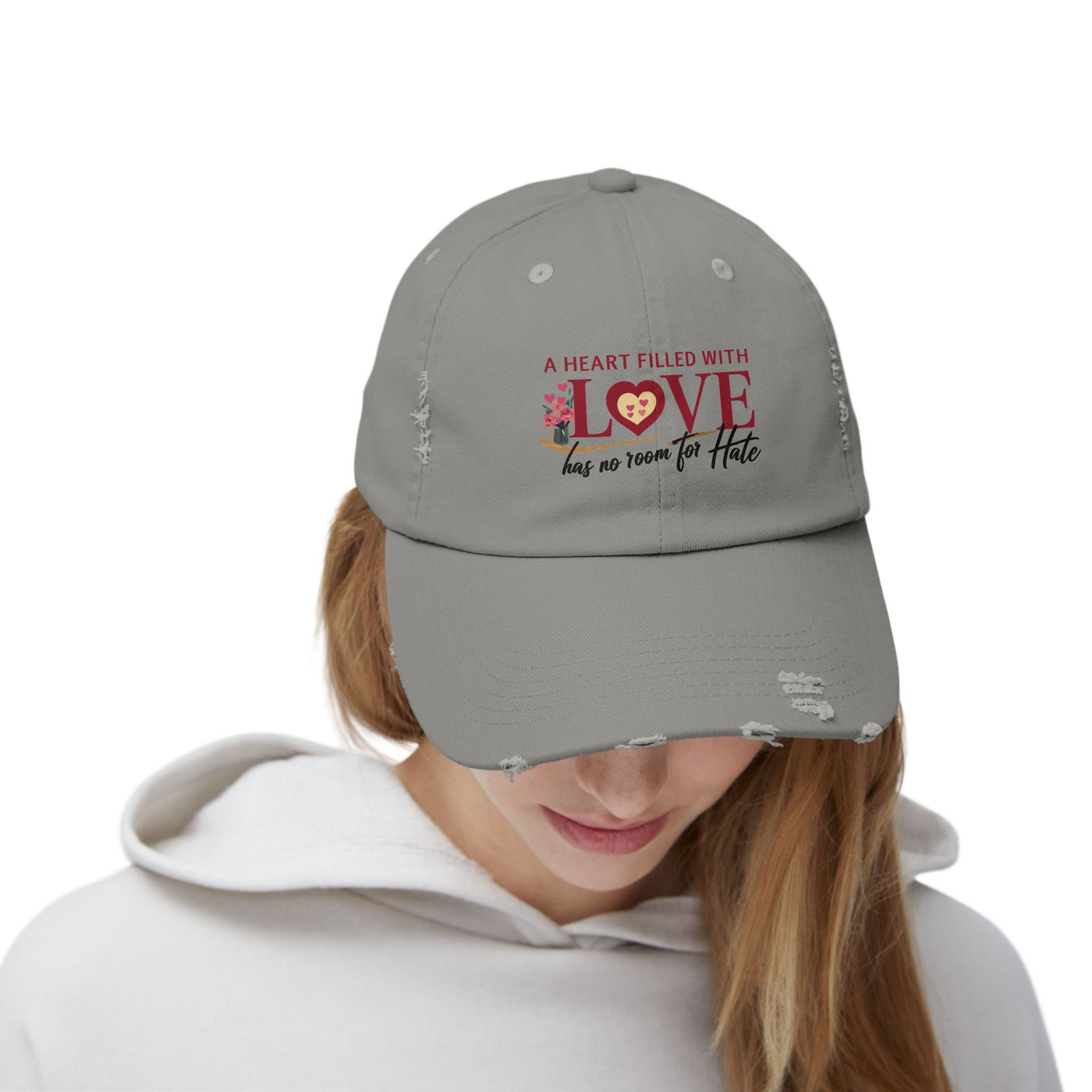 A Heart Filled With Love Unisex Distressed Cap