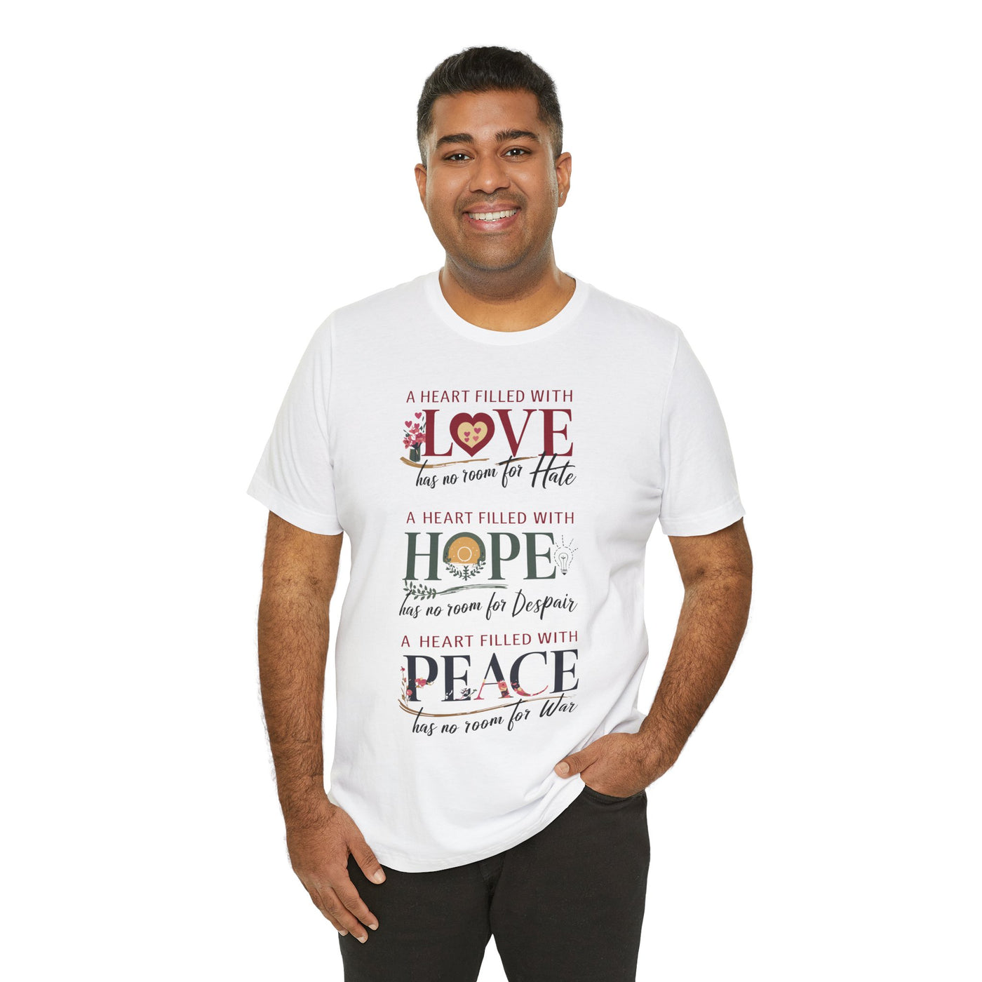 A Heart Filled With Hope Love Peace Unisex Jersey Short Sleeve Tee