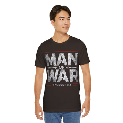 Man Of War Unisex Jersey Short Sleeve Tee, Silver Text Design