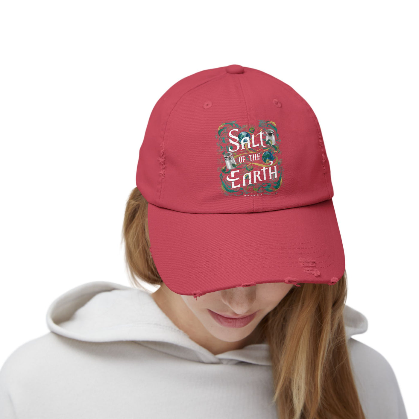 Salt Of The Earth Matthew 5:13 Unisex Distressed Cap, Abstract Design