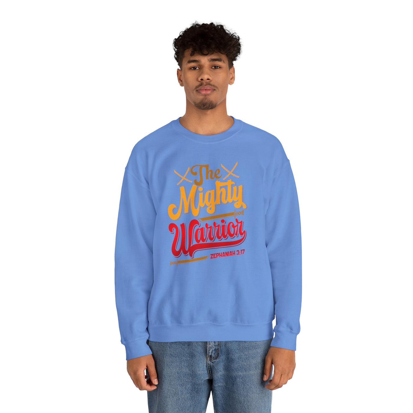 The Mighty Warrior Zephaniah 3:17 Unisex Heavy Blend™ Crewneck Sweatshirt