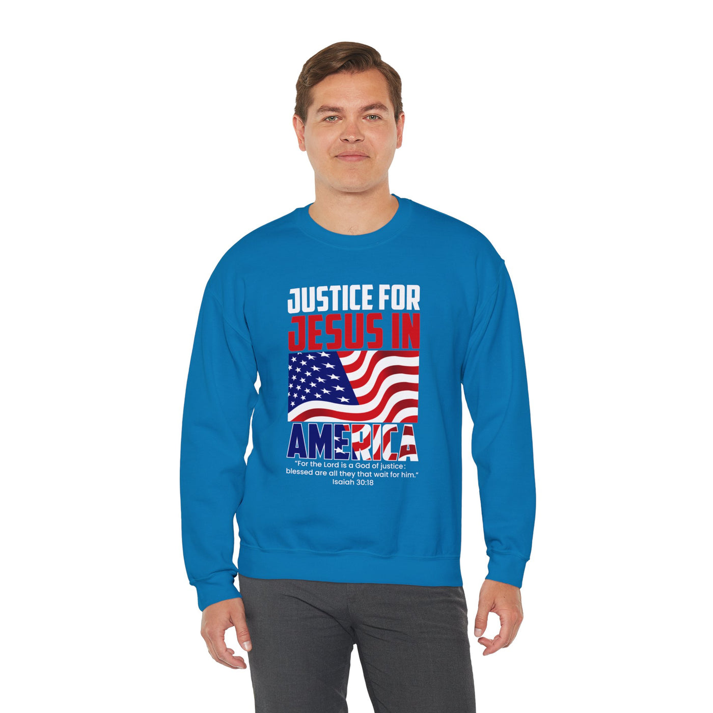 Justice For Jesus In America Unisex Heavy Blend™ Crewneck Sweatshirt, American Flag