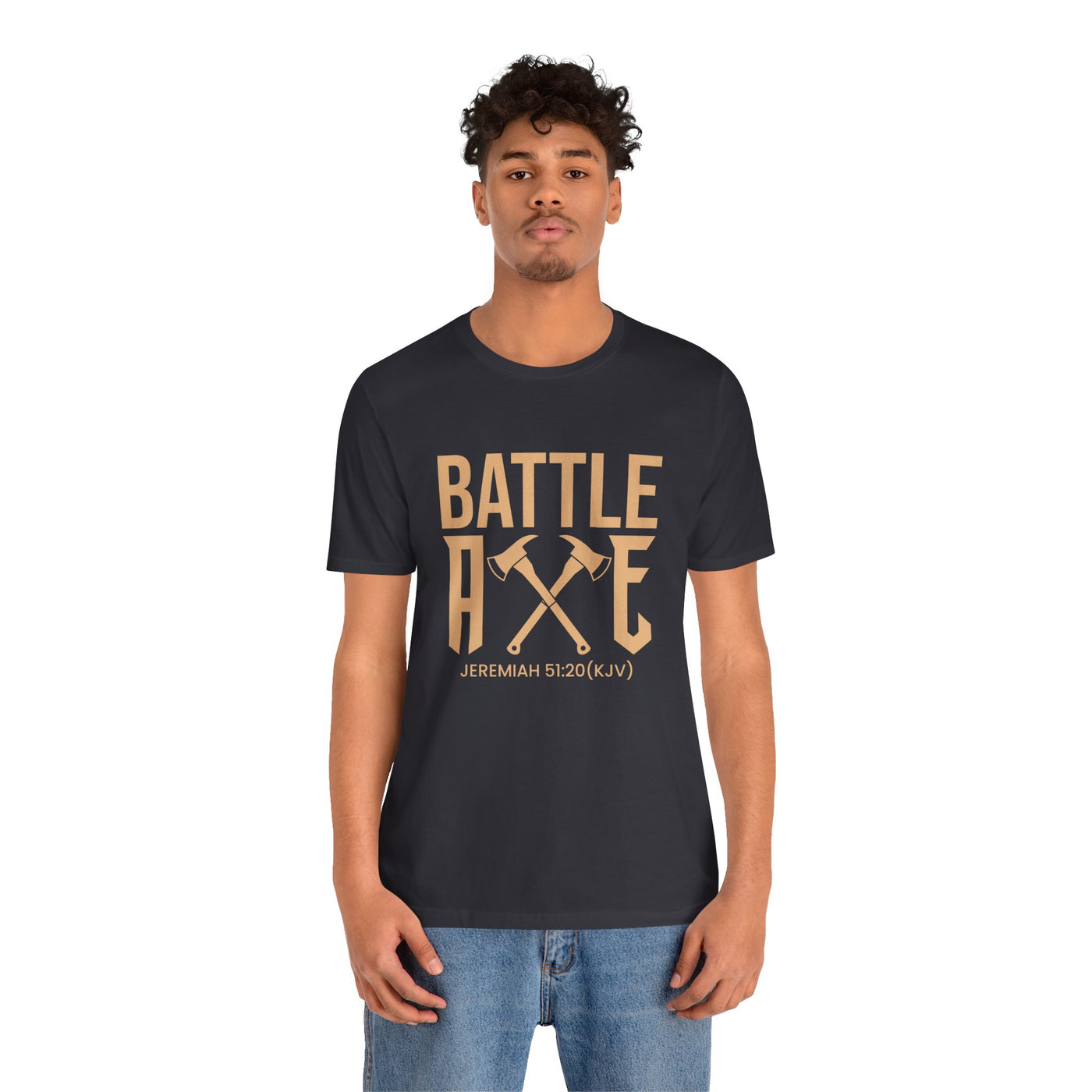 Battle Axe Unisex Jersey Short Sleeve Tee, Golden Design