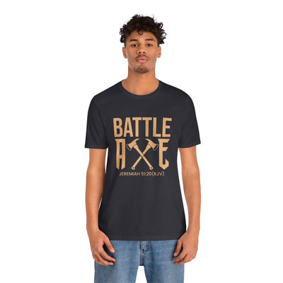 Battle Axe Unisex Jersey Short Sleeve Tee, Golden Design