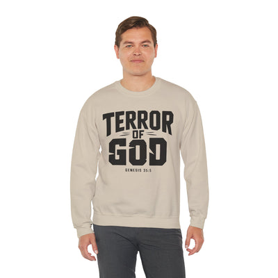 Terror Of God Genesis 35:5 Unisex Heavy Blend™ Crewneck Sweatshirt, Black Design