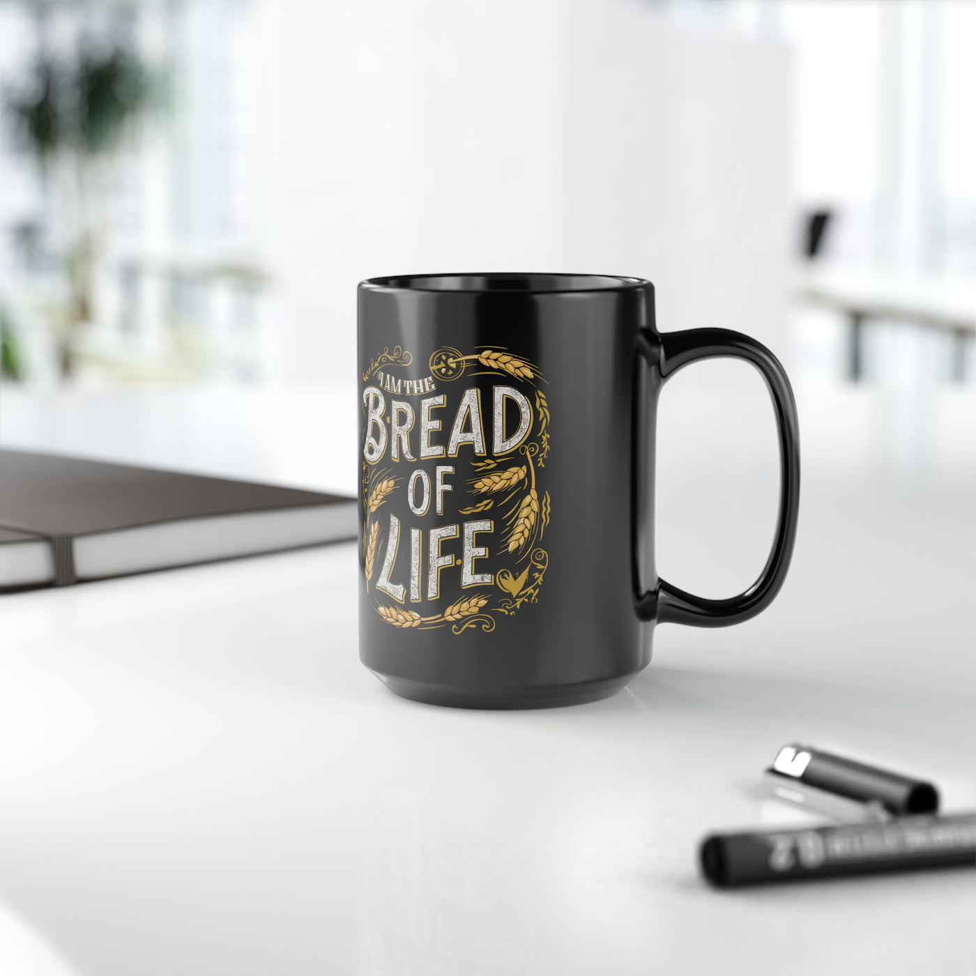Bread Of Life Black Mug (11oz, 15oz), Aesthetic Design
