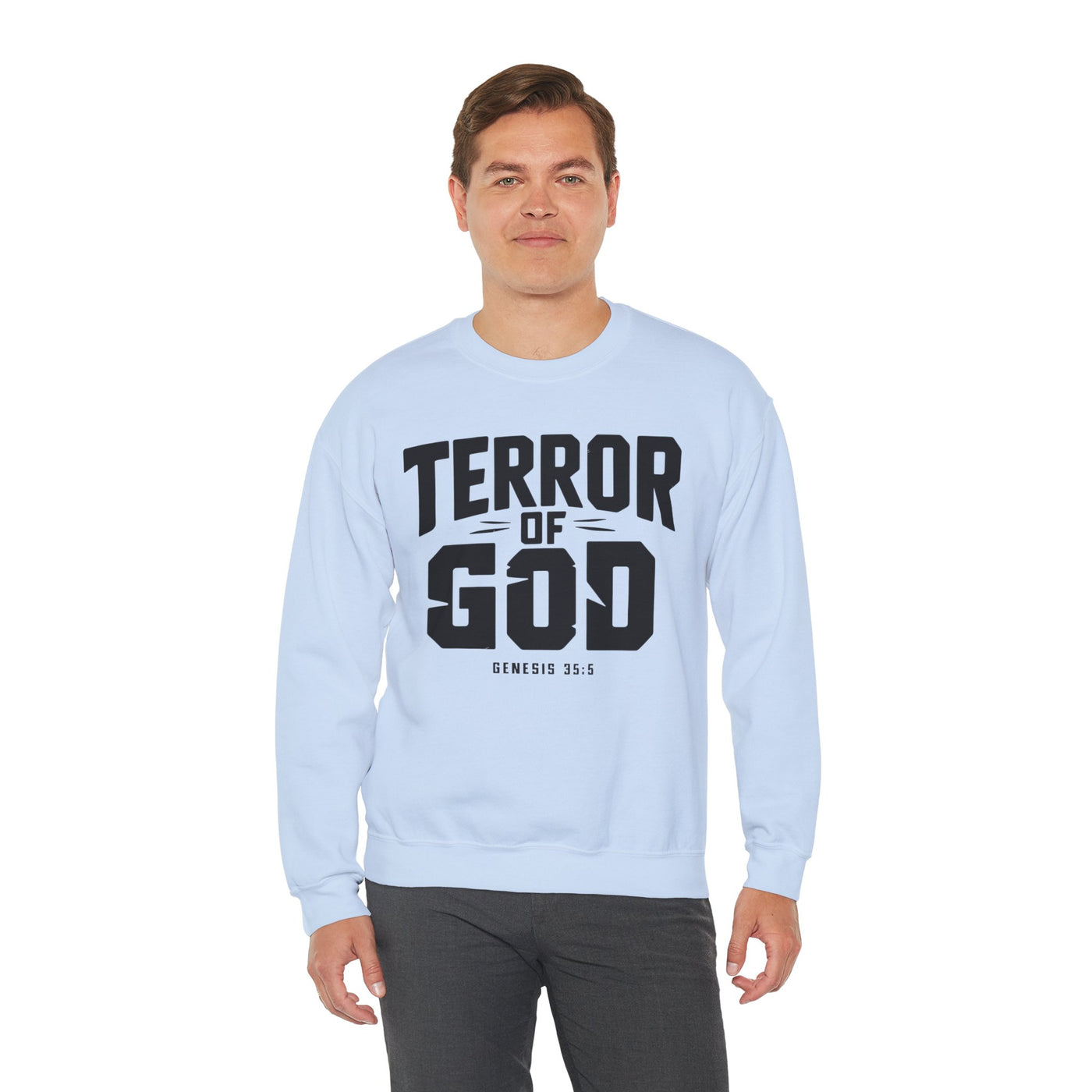 Terror Of God Genesis 35:5 Unisex Heavy Blend™ Crewneck Sweatshirt, Black Design
