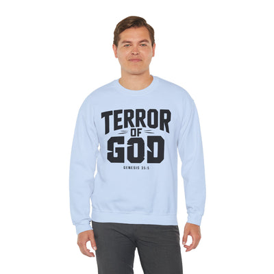 Terror Of God Genesis 35:5 Unisex Heavy Blend™ Crewneck Sweatshirt, Black Design