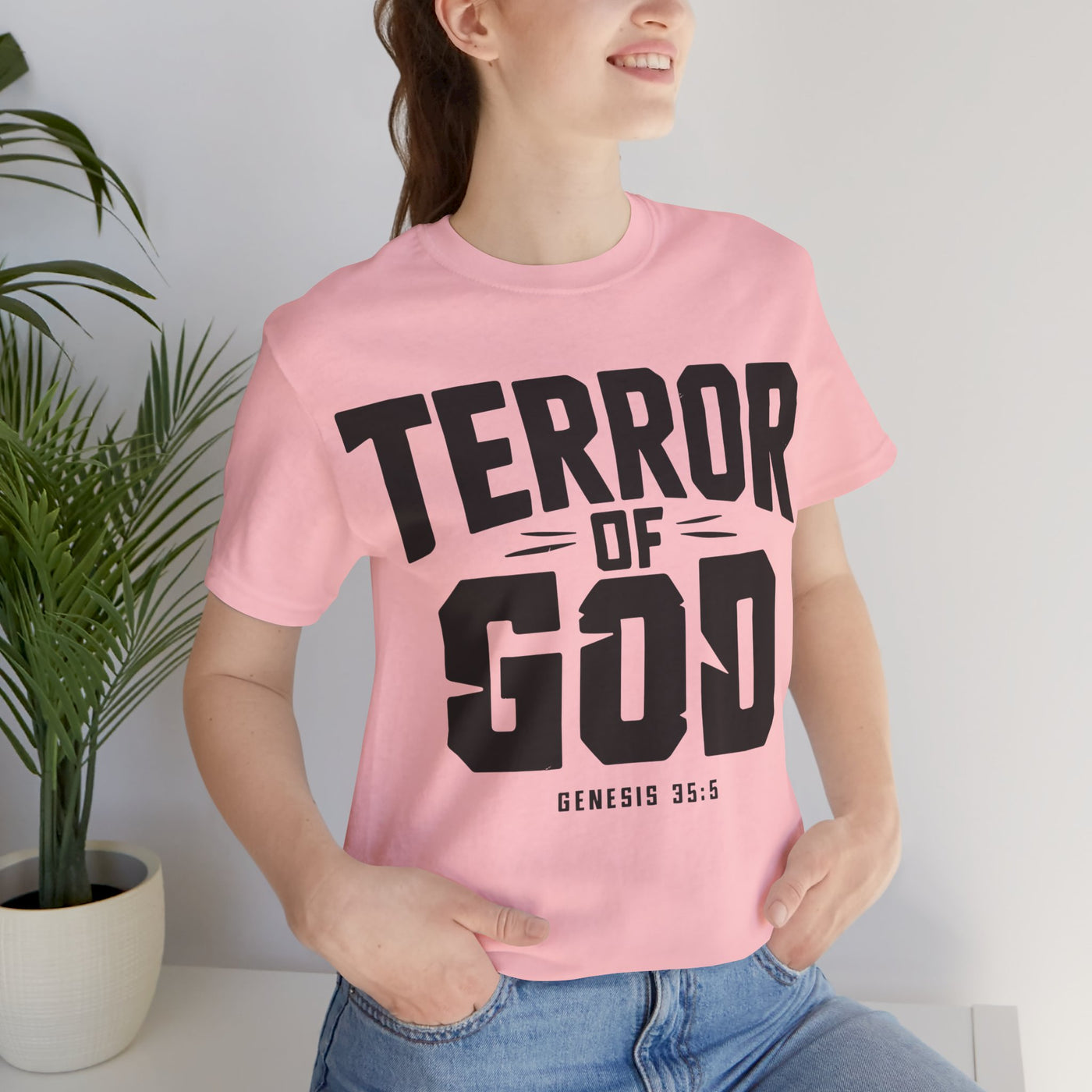Terror Of God Genesis 35:5 Unisex Jersey Short Sleeve Tee, Black Design