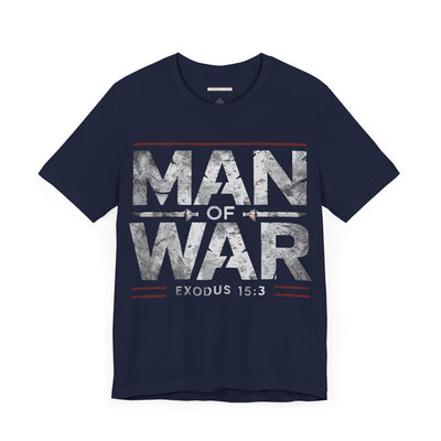 Man Of War Unisex Jersey Short Sleeve Tee, Silver Text Design