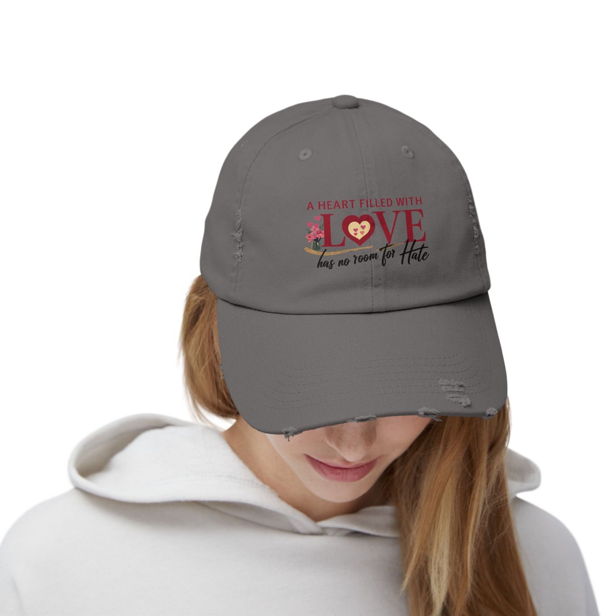 A Heart Filled With Love Unisex Distressed Cap