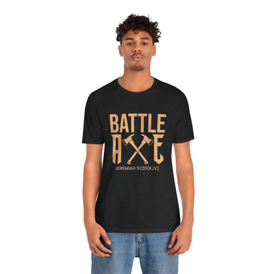 Battle Axe Unisex Jersey Short Sleeve Tee, Golden Design