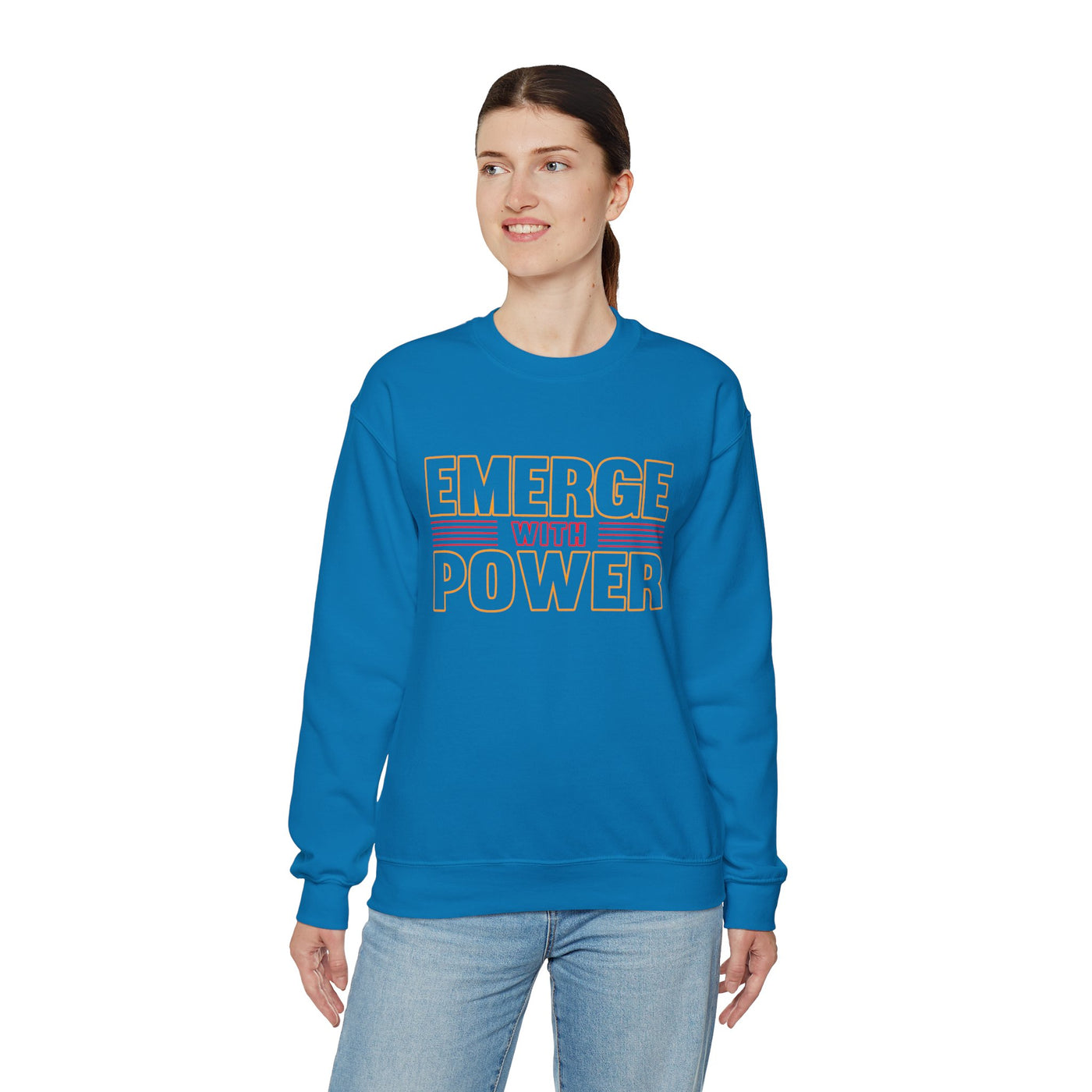 Emerge With Power Unisex Heavy Blend™ Crewneck Sweatshirt, Block Design