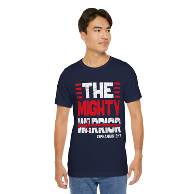 The Mighty Warrior Zephaniah 3:17 Unisex Jersey Short Sleeve Tee