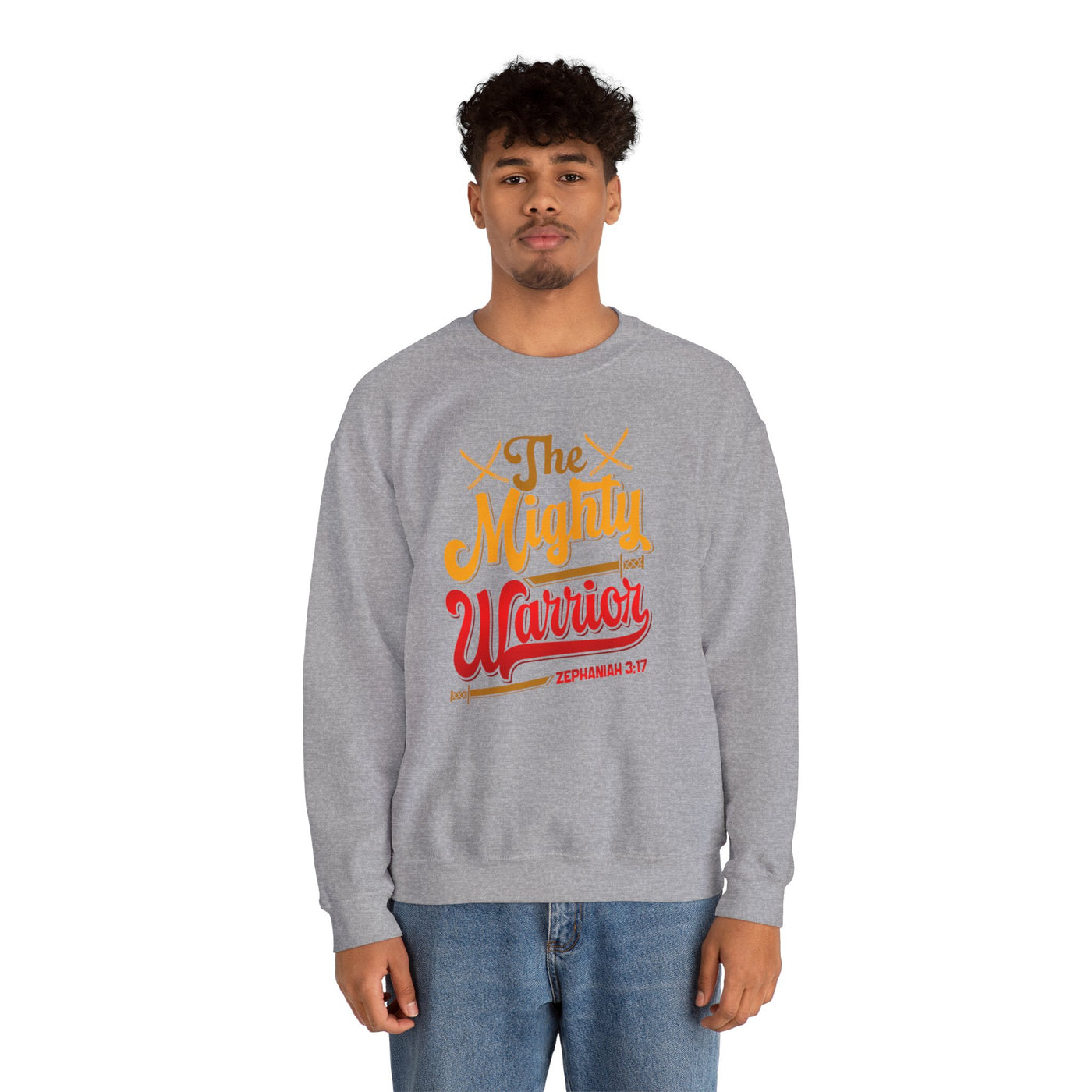 The Mighty Warrior Zephaniah 3:17 Unisex Heavy Blend™ Crewneck Sweatshirt