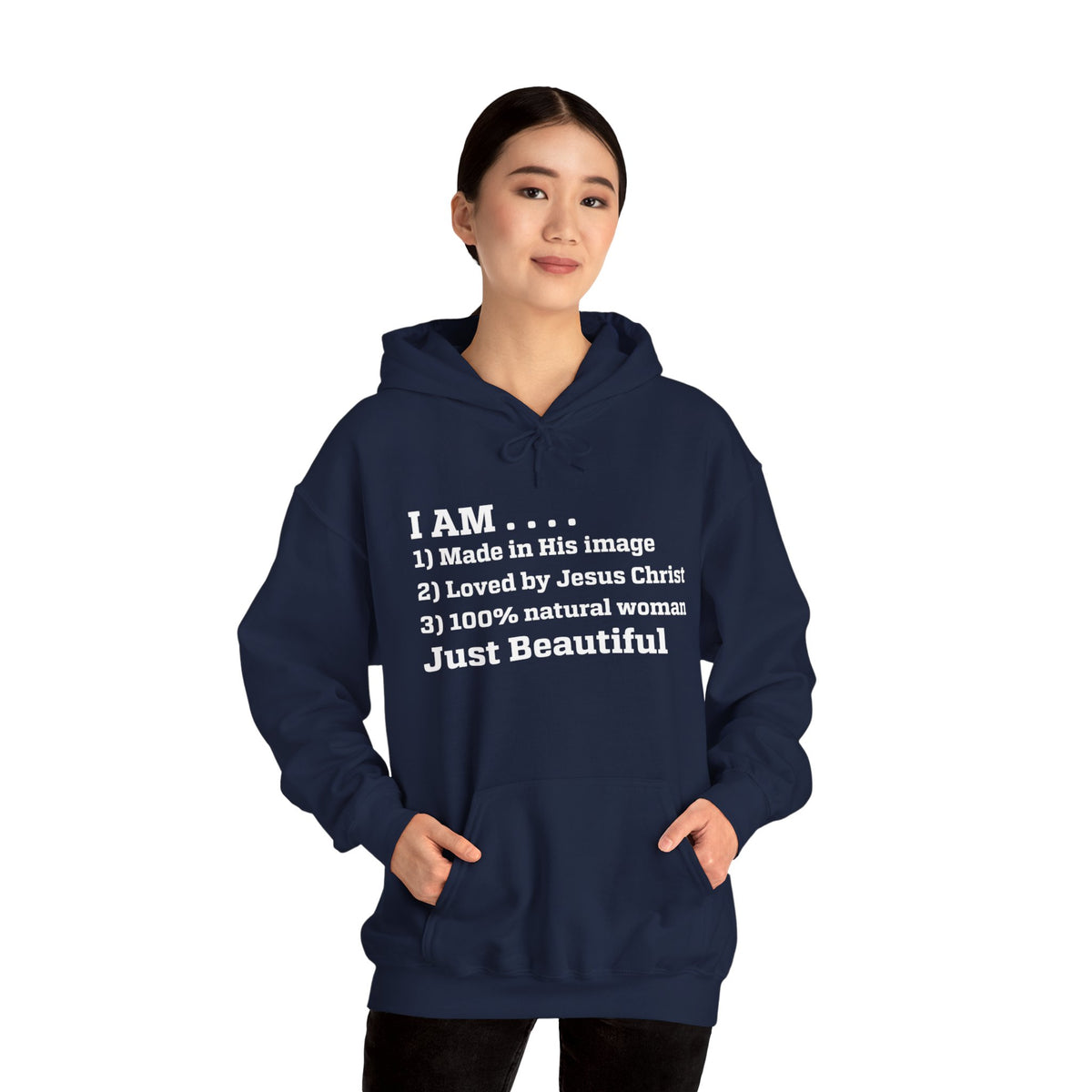 I Am Just Beautiful Women Heavy Blend™ Hooded Sweatshirt, Text Design