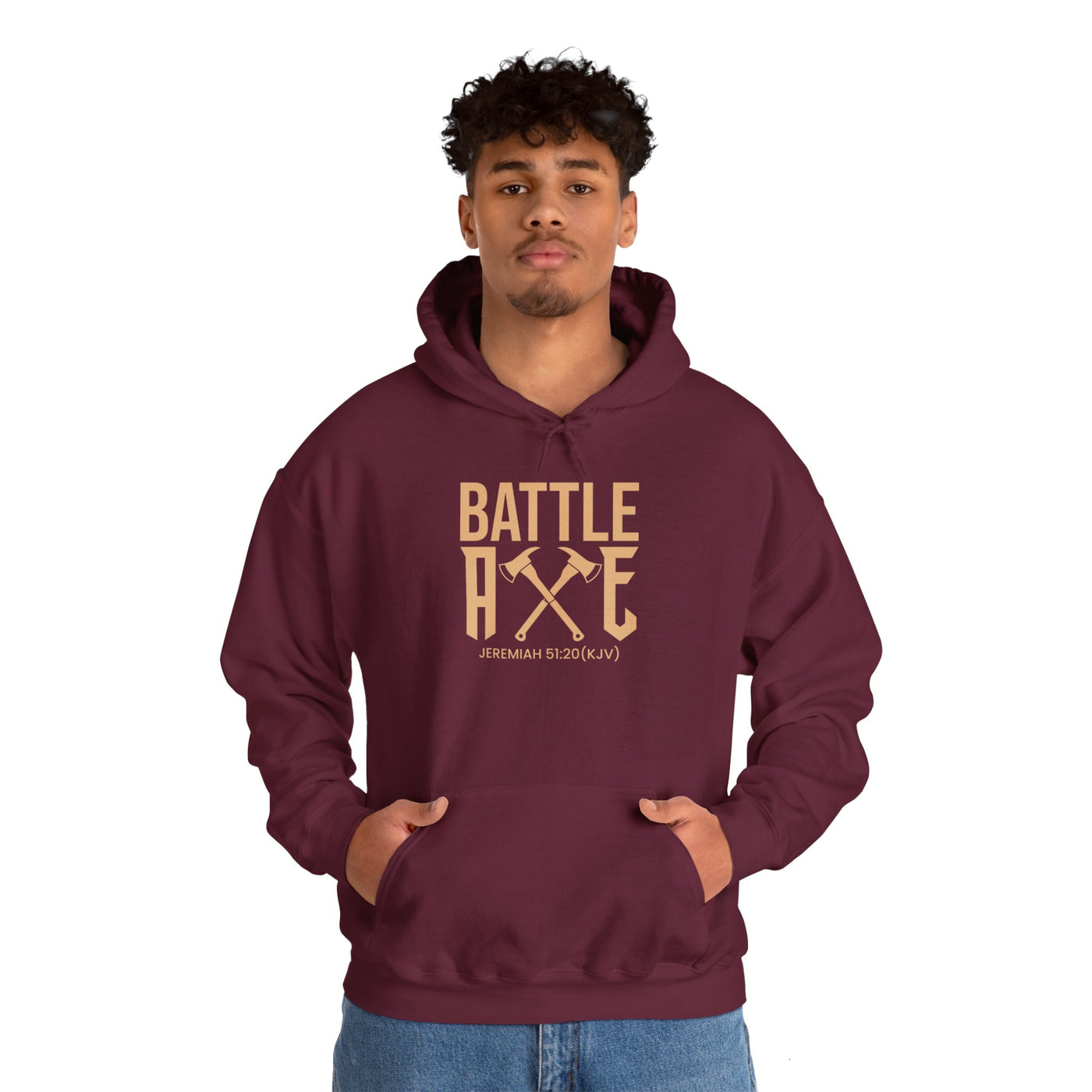Battle Axe Unisex Heavy Blend™ Hooded Sweatshirt, Golden Design
