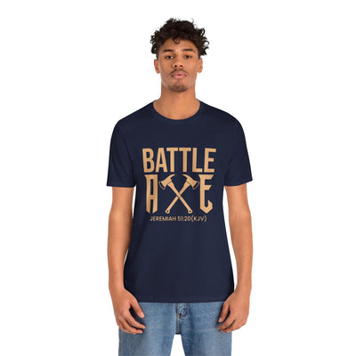 Battle Axe Unisex Jersey Short Sleeve Tee, Golden Design