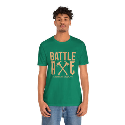 Battle Axe Unisex Jersey Short Sleeve Tee, Golden Design