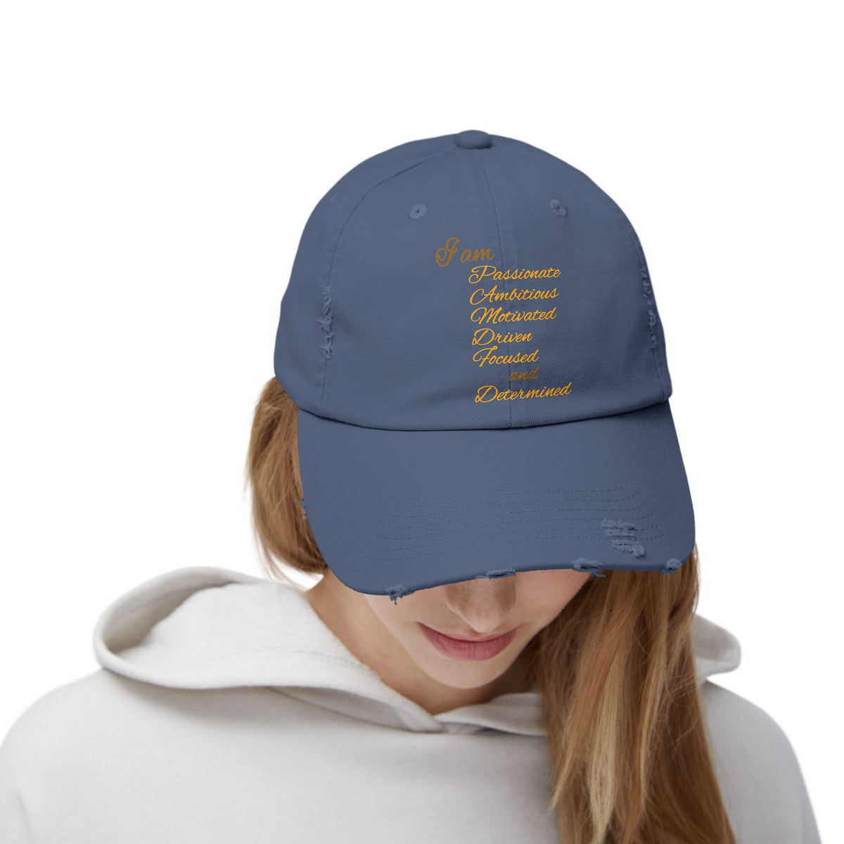 I Am Determined Unisex Distressed Cap