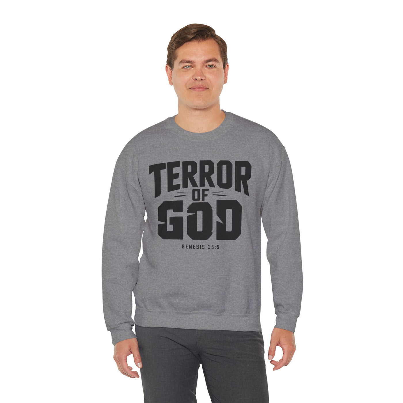 Terror Of God Genesis 35:5 Unisex Heavy Blend™ Crewneck Sweatshirt, Black Design