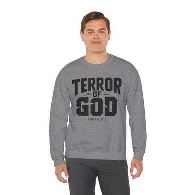 Terror Of God Genesis 35:5 Unisex Heavy Blend™ Crewneck Sweatshirt, Black Design
