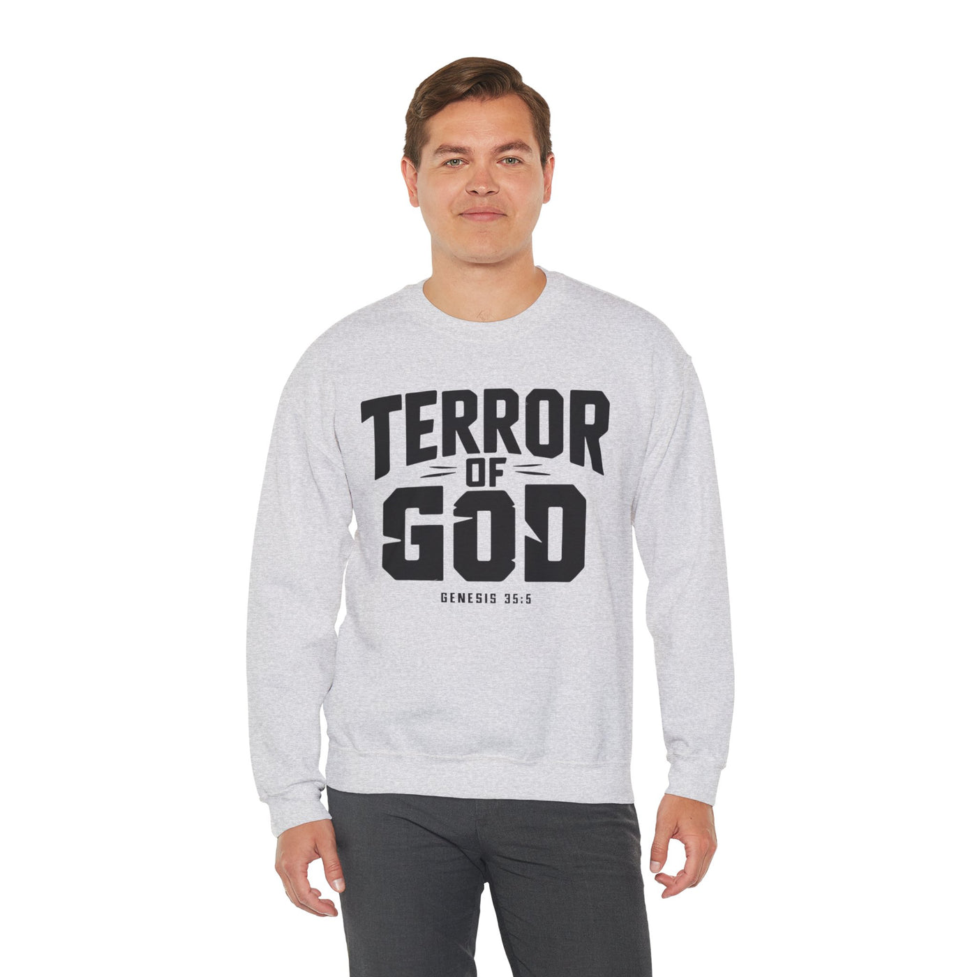 Terror Of God Genesis 35:5 Unisex Heavy Blend™ Crewneck Sweatshirt, Black Design