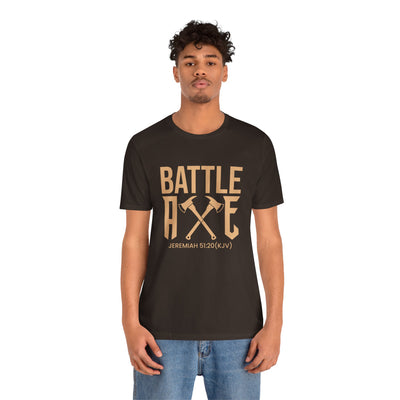 Battle Axe Unisex Jersey Short Sleeve Tee, Golden Design