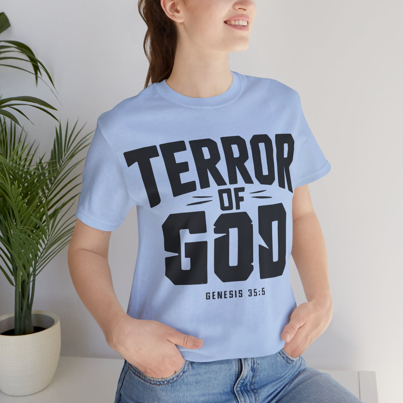 Terror Of God Genesis 35:5 Unisex Jersey Short Sleeve Tee, Black Design