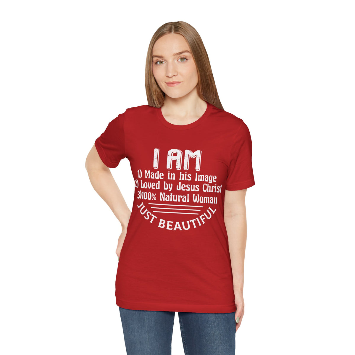 I Am Just Beautiful Women Jersey Short Sleeve Tee, Aesthetic Design