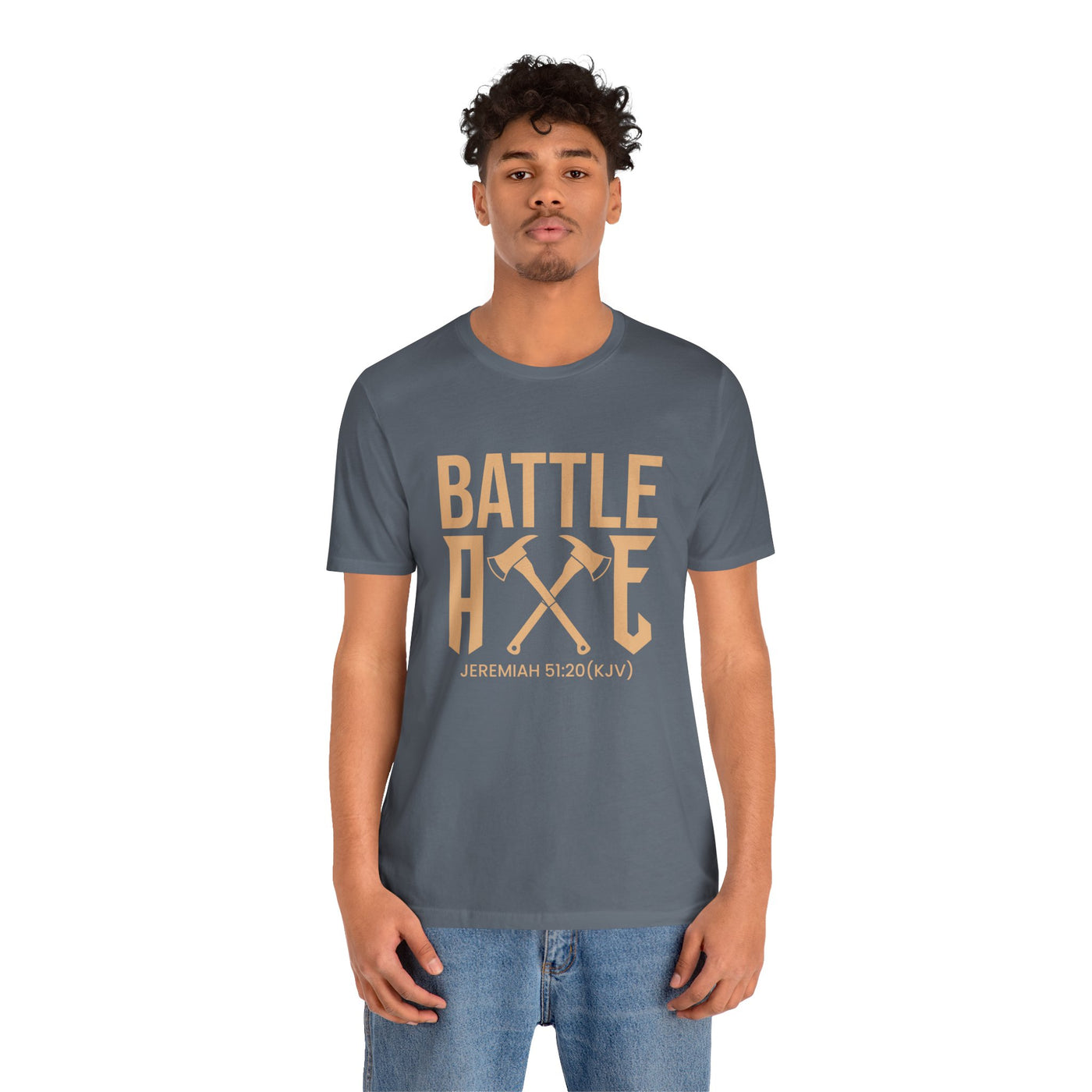 Battle Axe Unisex Jersey Short Sleeve Tee, Golden Design