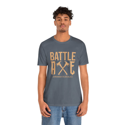 Battle Axe Unisex Jersey Short Sleeve Tee, Golden Design