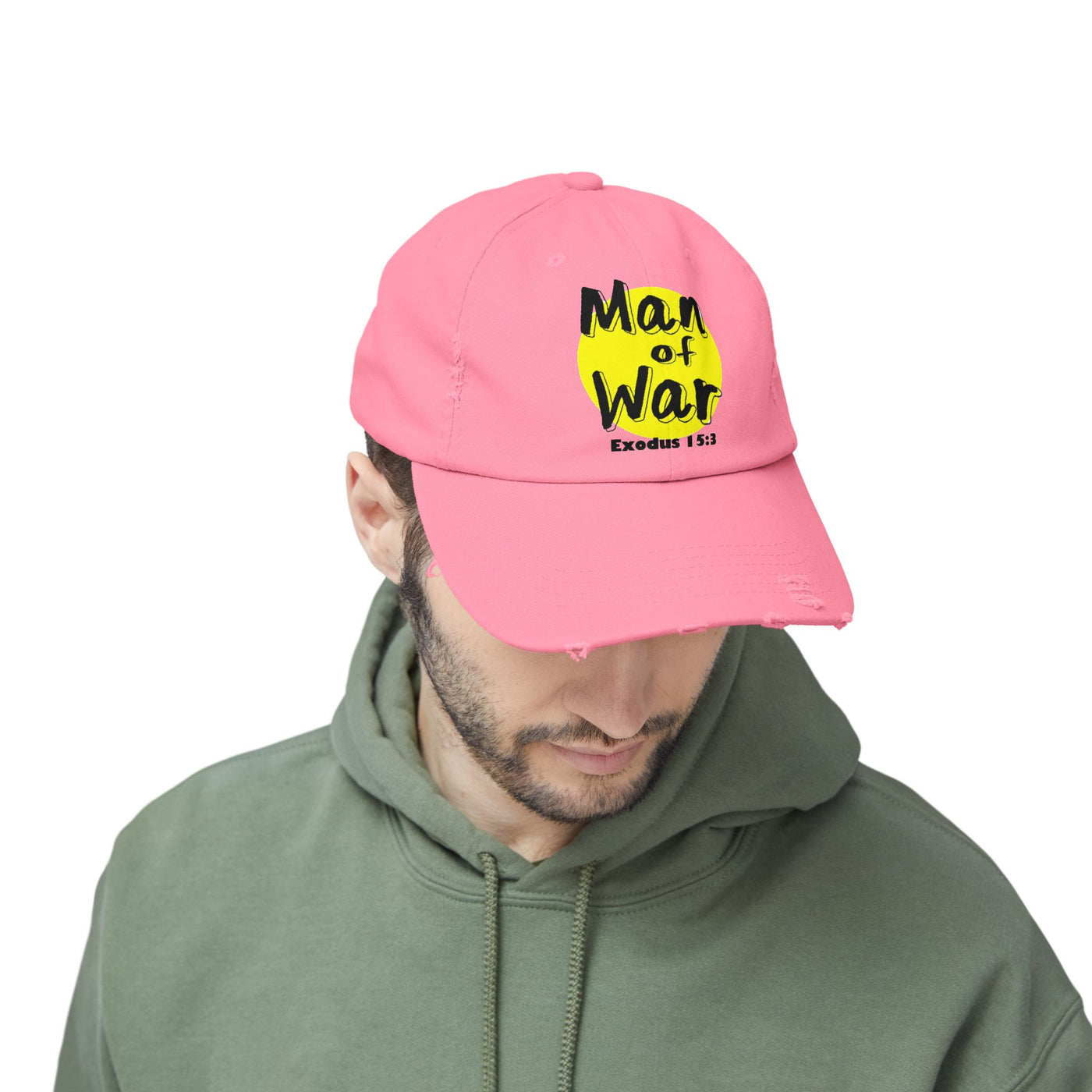 Man Of War Unisex Distressed Cap, Graphic Designed Wears
