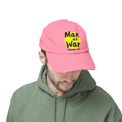 Man Of War Unisex Distressed Cap, Graphic Designed Wears