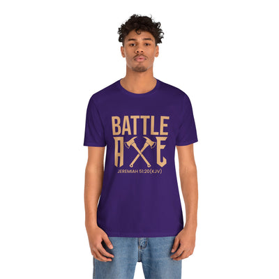 Battle Axe Unisex Jersey Short Sleeve Tee, Golden Design