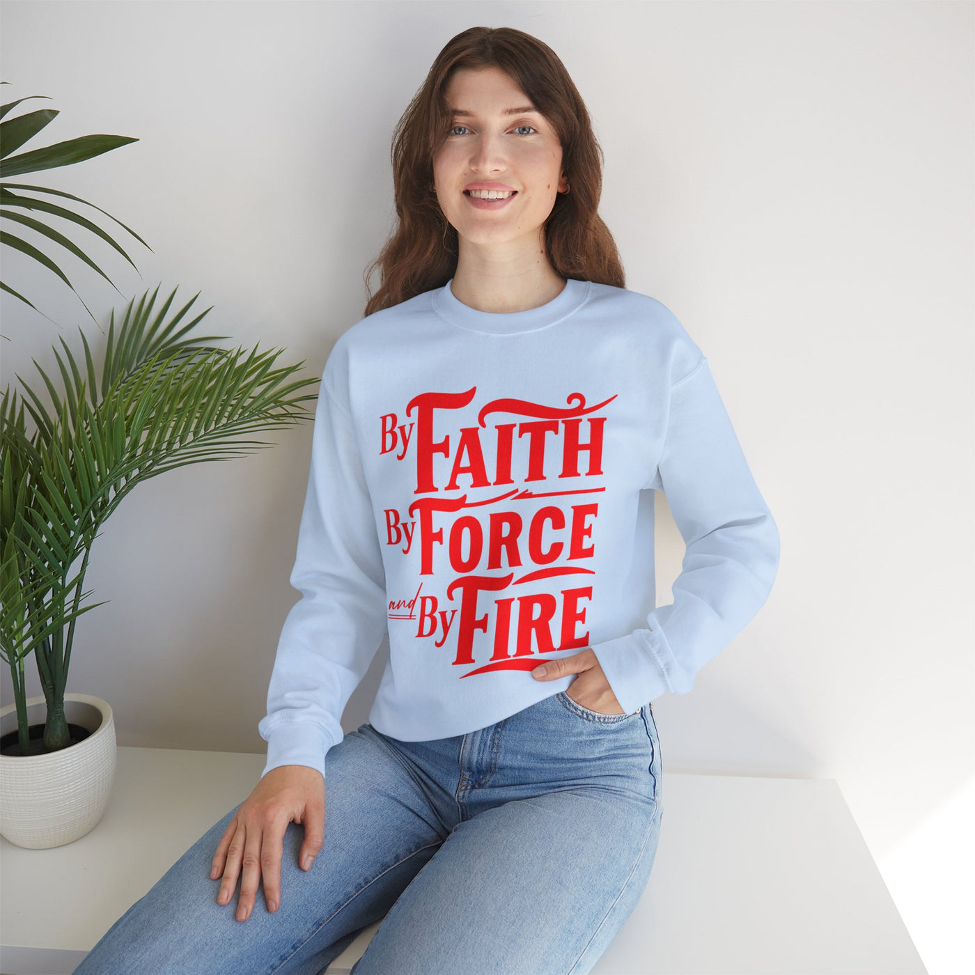 By Faith By Force By Fire Unisex Heavy Blend™ Crewneck Sweatshirt
