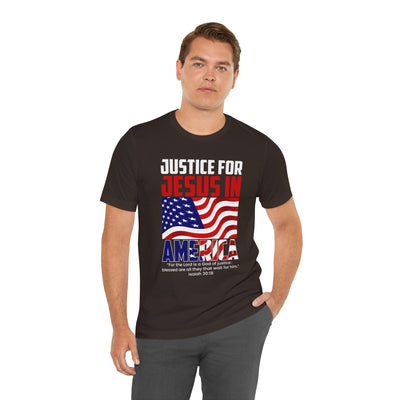 Justice For Jesus In America Unisex Jersey Short Sleeve Tee, American Flag Designs