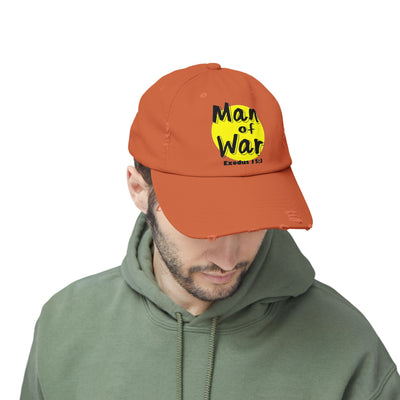 Man Of War Unisex Distressed Cap, Graphic Designed Wears