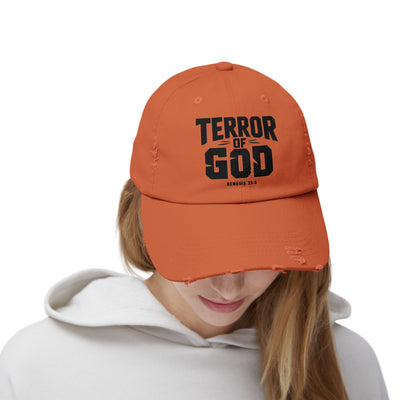 Terror Of God Genesis 35:5 Unisex Distressed Cap, Black Design