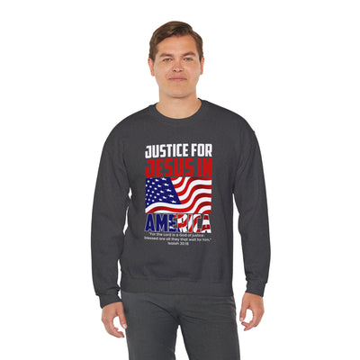 Justice For Jesus In America Unisex Heavy Blend™ Crewneck Sweatshirt, American Flag
