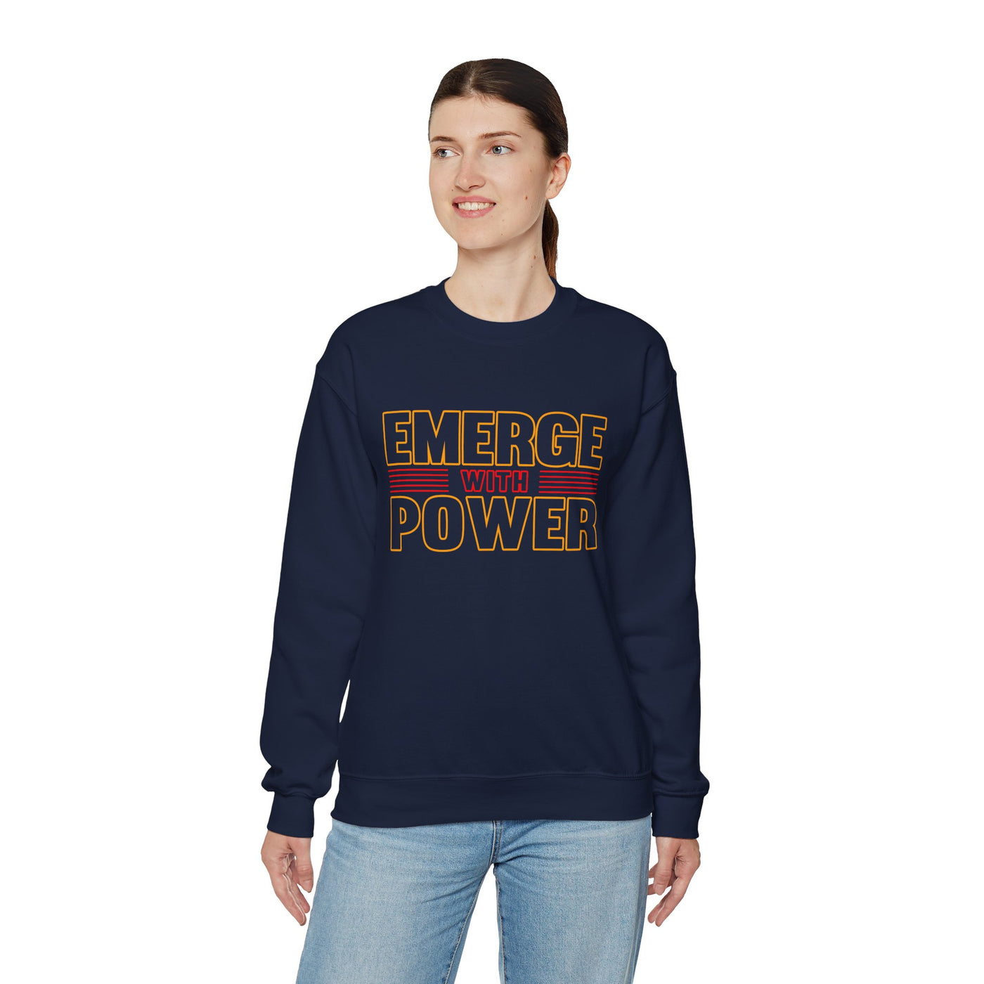 Emerge With Power Unisex Heavy Blend™ Crewneck Sweatshirt, Block Design