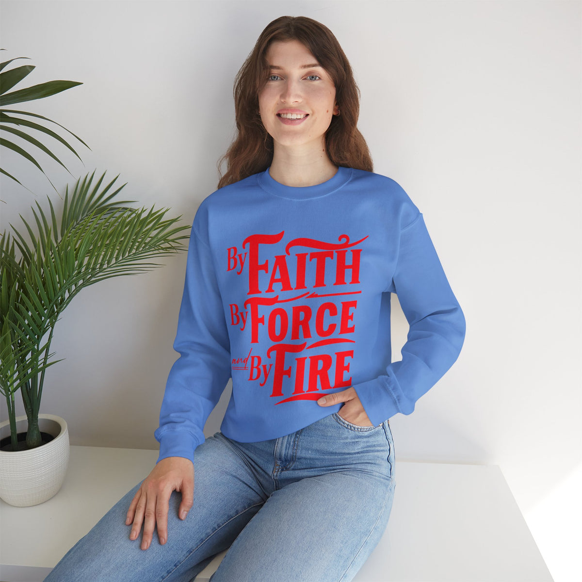 By Faith By Force By Fire Unisex Heavy Blend™ Crewneck Sweatshirt