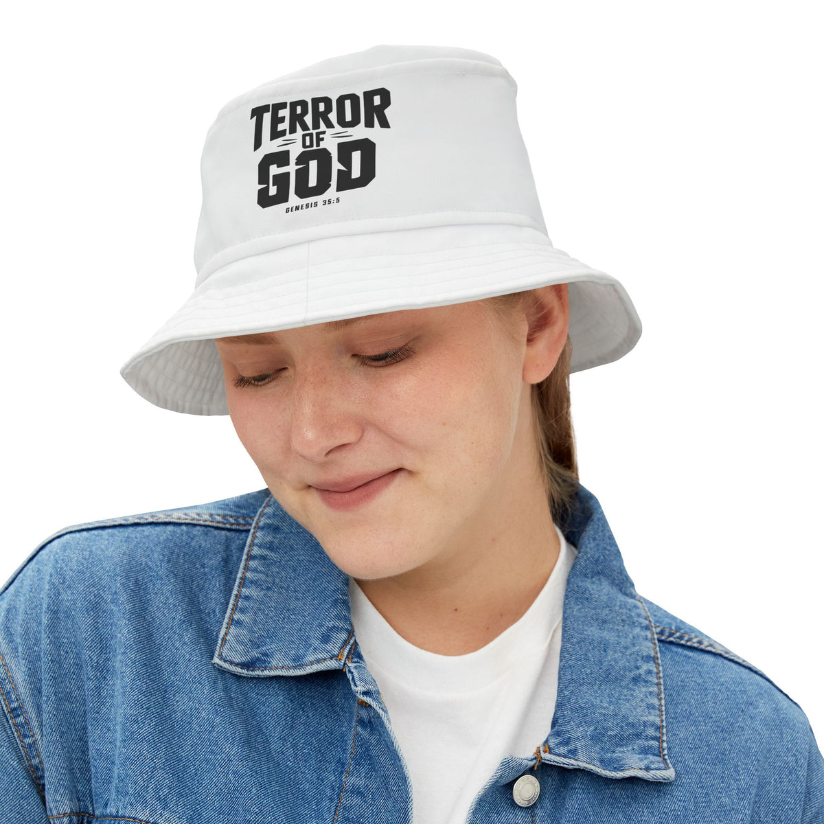 Terror Of God Genesis 33:5 Unisex Bucket Hat, black Design