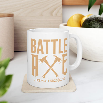 Battle Axe Ceramic Mug, (11oz, 15oz), Golden Design