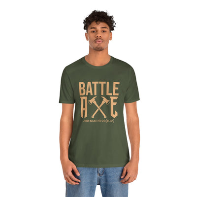 Battle Axe Unisex Jersey Short Sleeve Tee, Golden Design