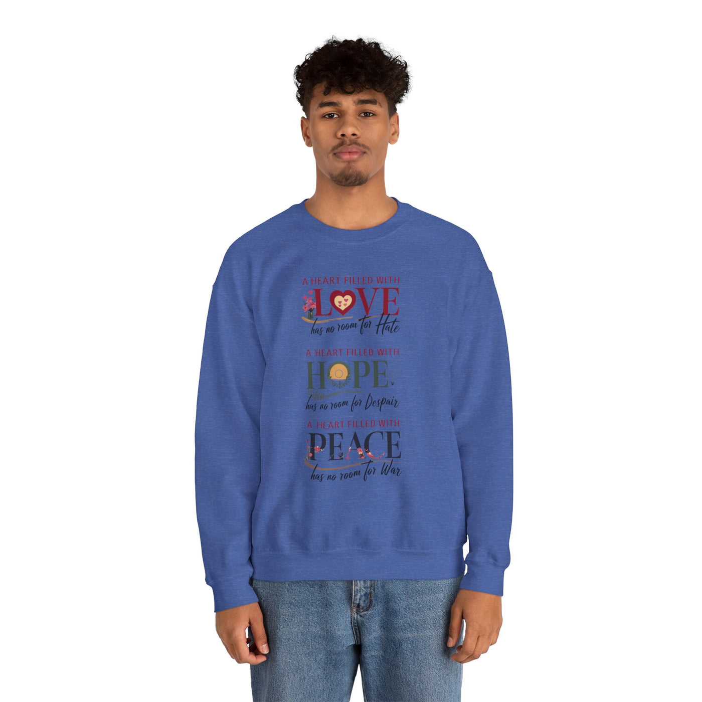 A Heart Filled with Love, Hope, Peace Unisex Heavy Blend™ Crewneck Sweatshirt